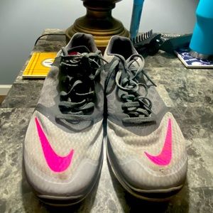 Size 10 Nike sneakers grey with hot pink used condition